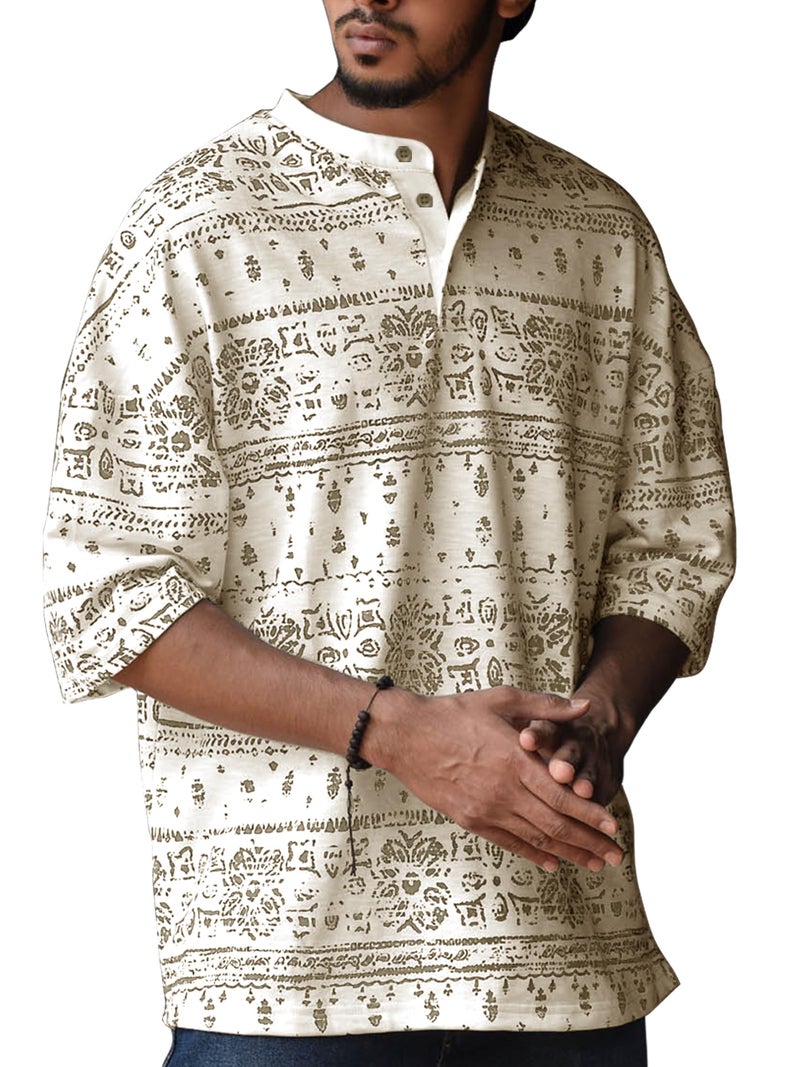 Noble Monk Men Polycotton Solid Regular Kurta || Casual Plain Stylish Shirt for Man || Full Sleeve Band Collar Tshirt for Men || Casual Wear Tshirt for Man - Image 1