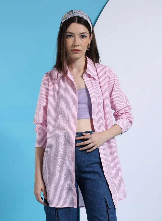 Freehand  Women Oversized Striped Shirt for Women | Best Price UAE