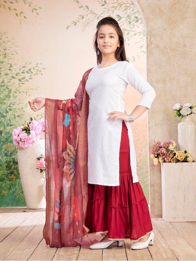 aarikka Aarika Girls Casual Wear White Colour Solid Cotton Blend Kurti-(8-15 Years)-(KURTI-TR-K-1066-WHITE-40) - Image 3