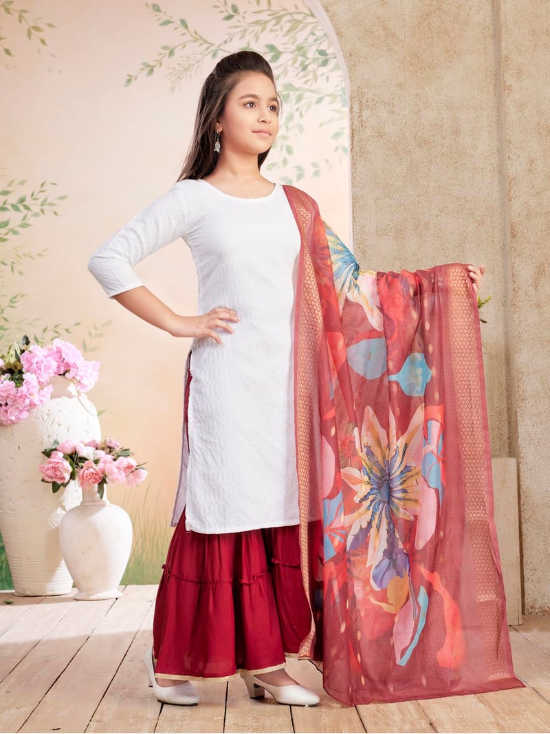 aarikka Aarika Girls Casual Wear White Colour Solid Cotton Blend Kurti-(8-15 Years)-(KURTI-TR-K-1066-WHITE-40) - Image 2