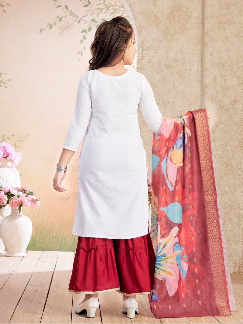 aarikka Aarika Girls Casual Wear White Colour Solid Cotton Blend Kurti-(8-15 Years)-(KURTI-TR-K-1066-WHITE-40) - Image 4