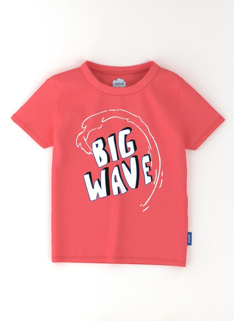 Nautinati Bright Coral & Yellow Nautinati Boys' Pack of 2 Cotton Beach Graphic Printed T-shirts for Men | Best Price UAE