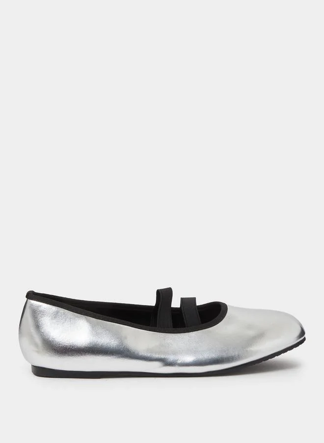 Silver Double Strap Mary Jane Ballerina