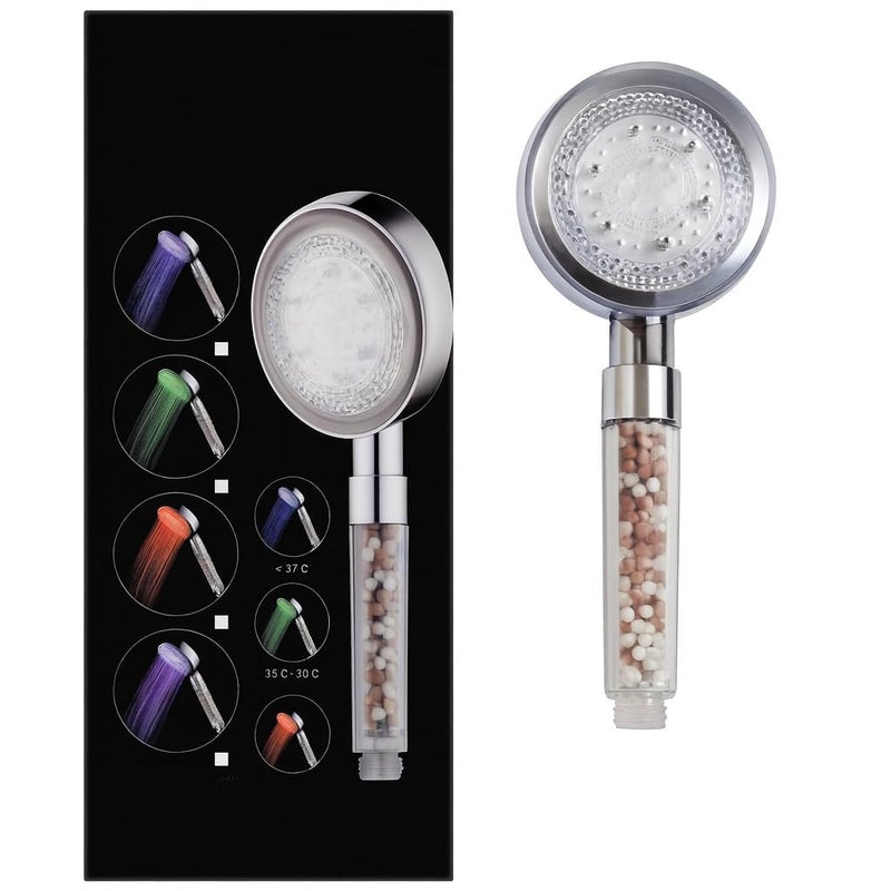 Shower Headset (Hand Shower Filter Beads with Thermal LED Light)