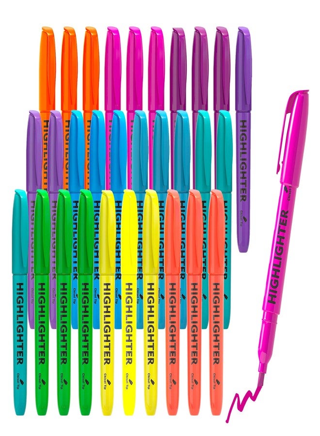 Lelix 30 Pack Highlighters, 10 Bright Colors, Chisel Tip, Quick Drying for Back to School, Office, Home, ideal for Highlighting Underlining - Image 1