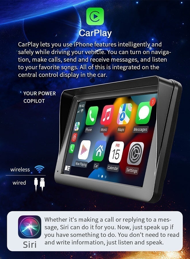 TUNKE Wireless CarPlay with 7 Inch Screen, Supports Apple CarPlay and Android Auto, Touch Screen Car MP5 Player Car Audio - WiFi, Bluetooth, FM, Car Portable Console Adapter, Link FM Transmitter AUX Output USB TF - Image 5