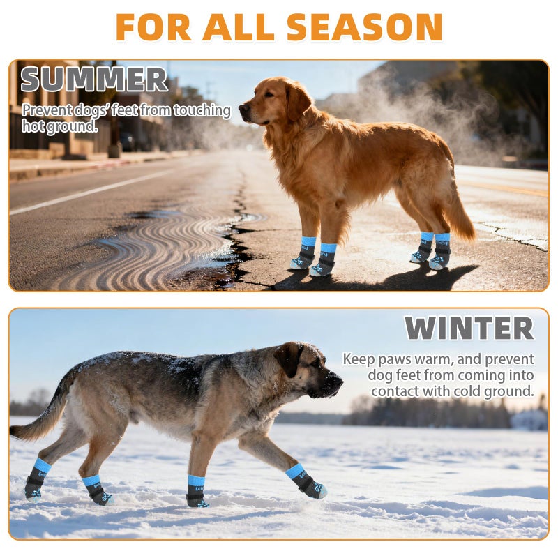 KOOLTAIL Anti Slip Dog Socks to Prevent Licking and Slipping, Winter Warm Pet Shoes Booties for Hardwood Floors, Adjustable Extra-Thick Grip Dog Boots & Paw Protectors for Small Medium Large Senior,S - Image 5