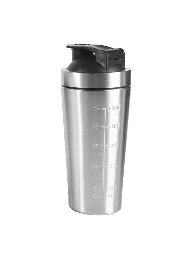 كوب ماء لمزج مسحوق البروتين بطبقة واحدة من الفولاذ المقاوم للصدأ، كوب ماء مخفوق بطبقة واحدة من الفولاذ المقاوم للصدأ 750 مل، فضي - Image 1