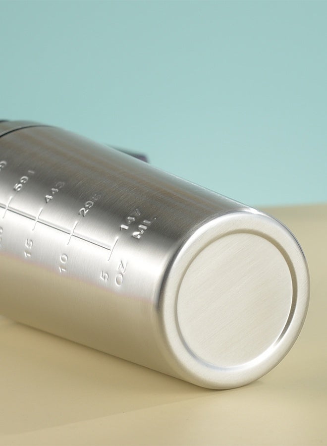 كوب ماء لمزج مسحوق البروتين بطبقة واحدة من الفولاذ المقاوم للصدأ، كوب ماء مخفوق بطبقة واحدة من الفولاذ المقاوم للصدأ 750 مل، فضي - Image 4