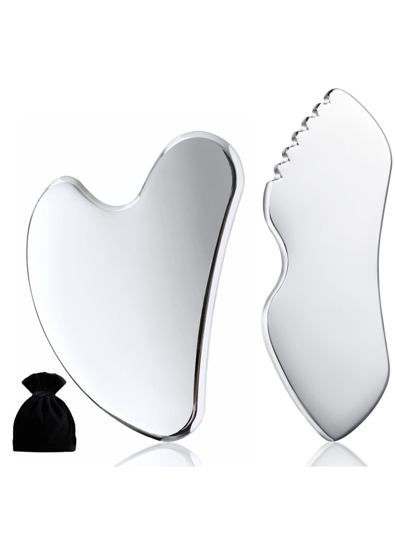 Loquat Stainless Steel Gua Sha Set Face Massager Metal Gua Sha Facial Tools Body Lymphatic Drainage Massager Face Guasha Face Sculpting Tool Skin Care Set Gifts for Women - Image 1