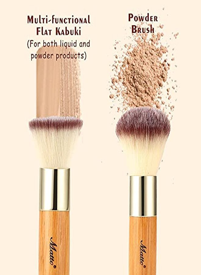 Matto Makeup Brush Set 2 Pieces Face Blush Kabuki Powder Foundation Makeup Brushes For Mineral Bb Cream - Image 2