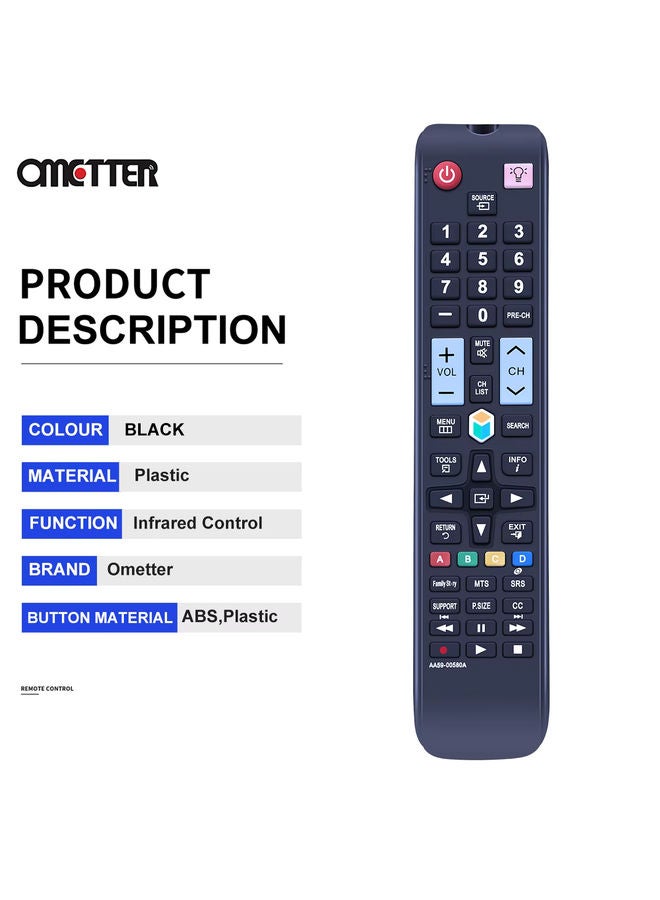 OMETTER AA59-00580A Remote Control Fit for Samsung TV LED HDTV PN51E8000 PN60E8000 UN32EH5300 UN39EH5300 UN40EH5300 UN40ES6100F