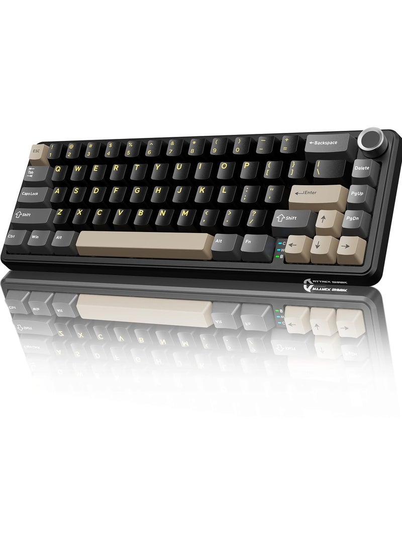 Attack Shark X66 Wireless Mechanical Gaming Keyboard with Knob,Tri Mode USB-C/BT5.0/2.4G Gasket Mounted 60% RGB Gaming Keyboard, Side Printed PBT Keycap,Hot Swappable Strawberry Switch - Image 1