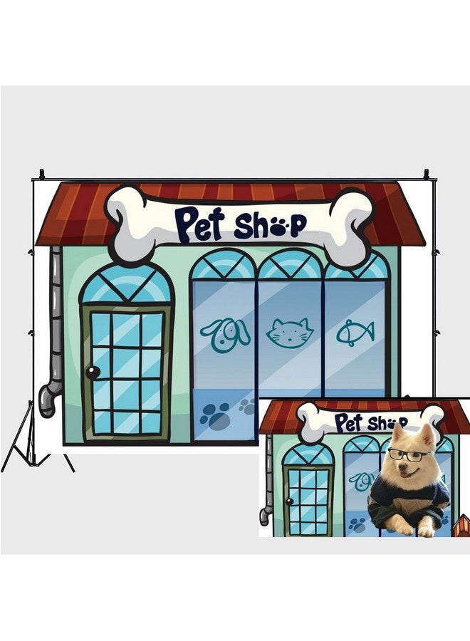 Eainb 8X6Ft Cartoon Pet Shop Backdrop Pet Shop Storefront Backdrops For Girl Boy 1St Birthday Party Photography Background School Play Background Pets Photo Booth Props - Image 2