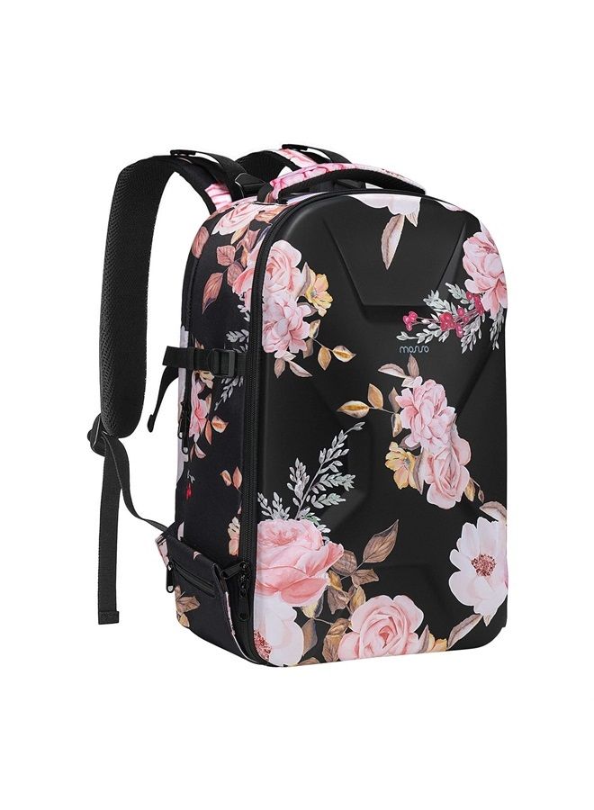 Mosiso Camera Backpack, DSLR/SLR/Mirrorless Photography Camera Bag Peony Waterproof Hardshell Case with Tripod Holder & Laptop Compartment Compatible with Canon/Nikon/Sony/DJI Mavic Drone, Black