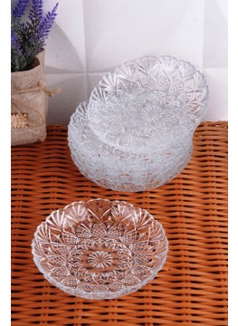 Doğuş Mutfak Glass Plate Crystal Model Breakfast Snack Dessert Plate Set of 6 