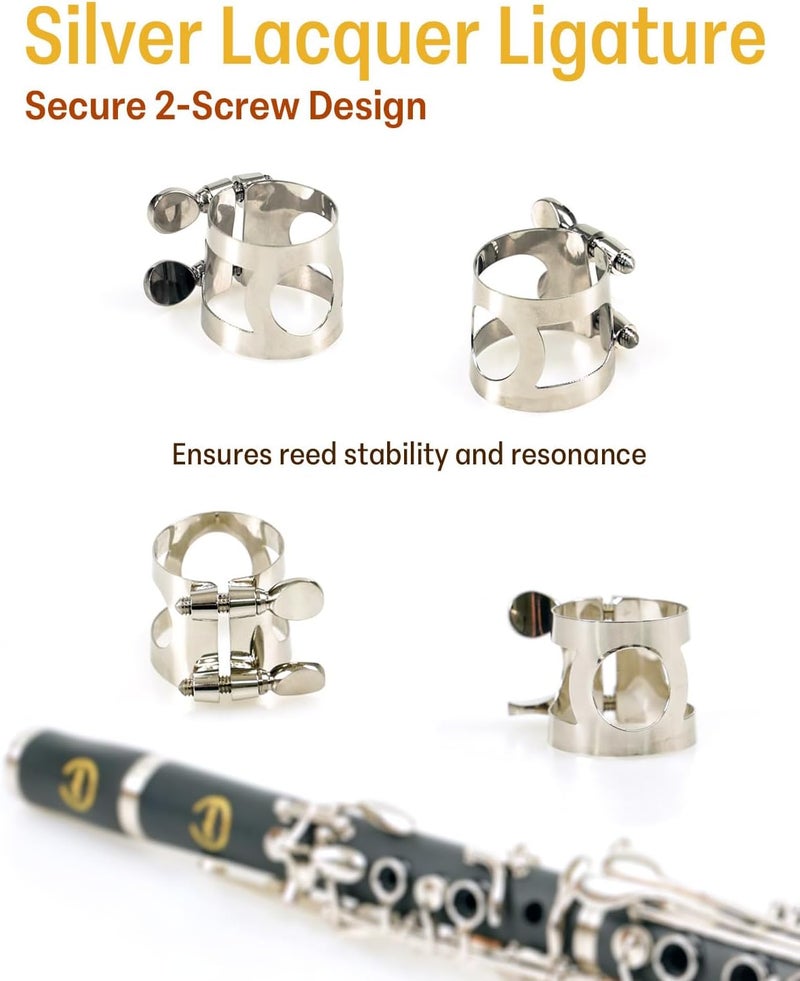 Libretto Clarinet Mouthpiece Kit, Giftable Standard Mouthpiece Set: ABS Mouthpiece, Plastic Cap, Silver Lacquered Ligature. Finely Designed for Beginner and Student. - Image 3