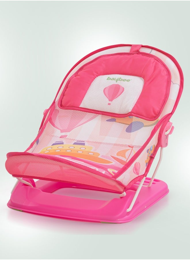 BAYBEE 3 Position Adjustable And Washable Bella Anti Slip Baby Bather Soft Mesh Seat, 0-6 Months, Pink  - Image 1