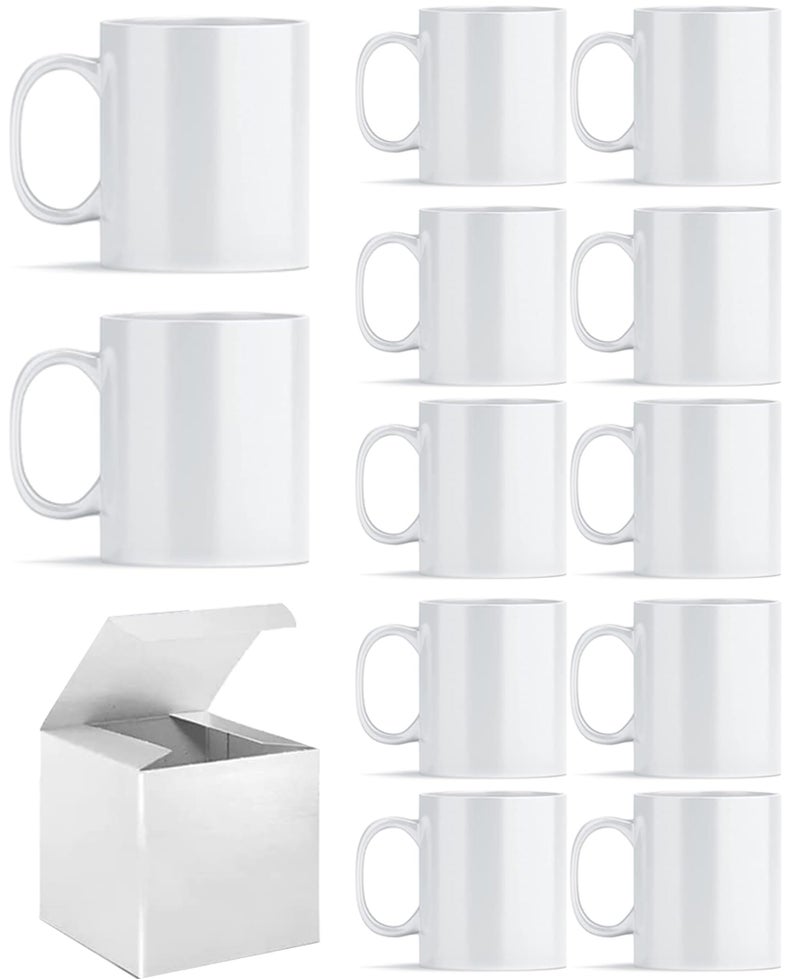 ABBSH Sublimation Mugs, Sublimation White Coffee Mugs Tazas Para Sublimacion Blank 11 OZ With Box for for Coffee, Soup, Tea, Milk, Latte, Hot Cocoa Set of 12 - Image 1