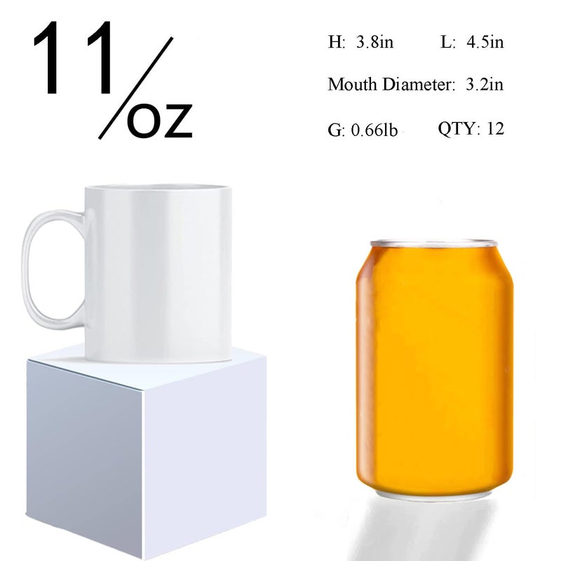 ABBSH Sublimation Mugs, Sublimation White Coffee Mugs Tazas Para Sublimacion Blank 11 OZ With Box for for Coffee, Soup, Tea, Milk, Latte, Hot Cocoa Set of 12 - Image 2