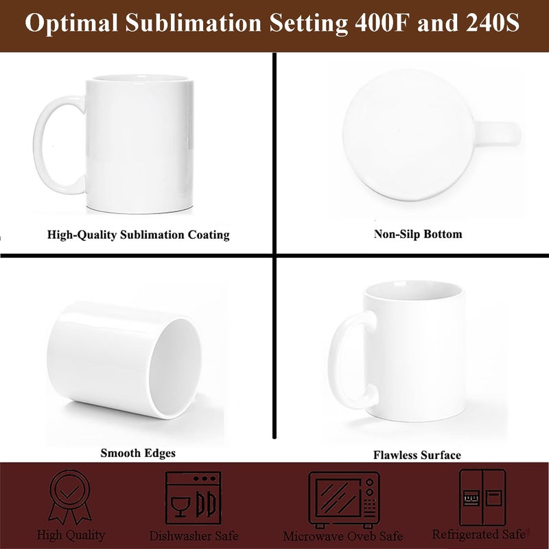 ABBSH Sublimation Mugs, Sublimation White Coffee Mugs Tazas Para Sublimacion Blank 11 OZ With Box for for Coffee, Soup, Tea, Milk, Latte, Hot Cocoa Set of 12 - Image 5