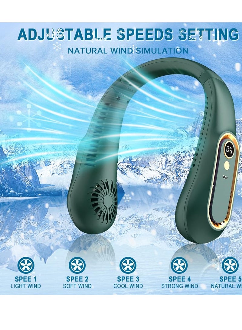 MIXDE Neck Fan, Cooling Fan with 5 Speeds Adjustable Neckbreeze, Neckbreeze Wearable Bladeless Rechargeable Personal Neck Fan 720°cooling Airflow No Noise, For Home Office Travel - Image 4