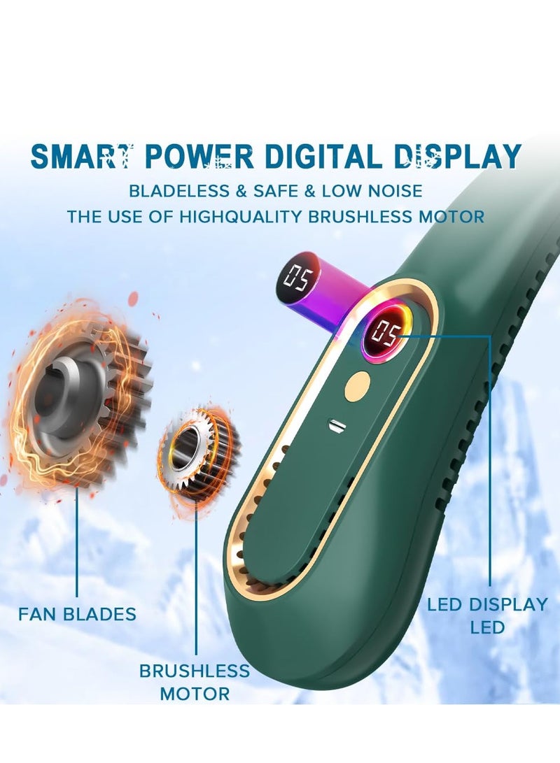 MIXDE Neck Fan, Cooling Fan with 5 Speeds Adjustable Neckbreeze, Neckbreeze Wearable Bladeless Rechargeable Personal Neck Fan 720°cooling Airflow No Noise, For Home Office Travel - Image 3