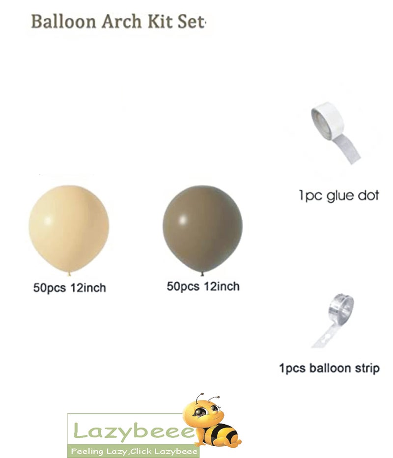 LAZYBEEE 102pcs Skin and Coffee Latex Balloon for Birthday Decoration Baby Shower Wedding Ceremony Balloon Anniversary Decorations Arch Balloon Tower - Image 2