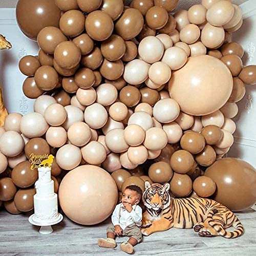 LAZYBEEE 102pcs Skin and Coffee Latex Balloon for Birthday Decoration Baby Shower Wedding Ceremony Balloon Anniversary Decorations Arch Balloon Tower - Image 1