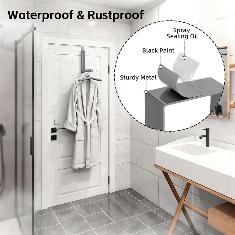 BAKON Over The Door Hanger Folding Clothes Drying Rack, Folding Hanging Coat Rack for Indoor Laundry Room Compact Small Space Foldable Portable Clothing Hanger Hook Collapsible-4 Pack (Gray) - Image 3