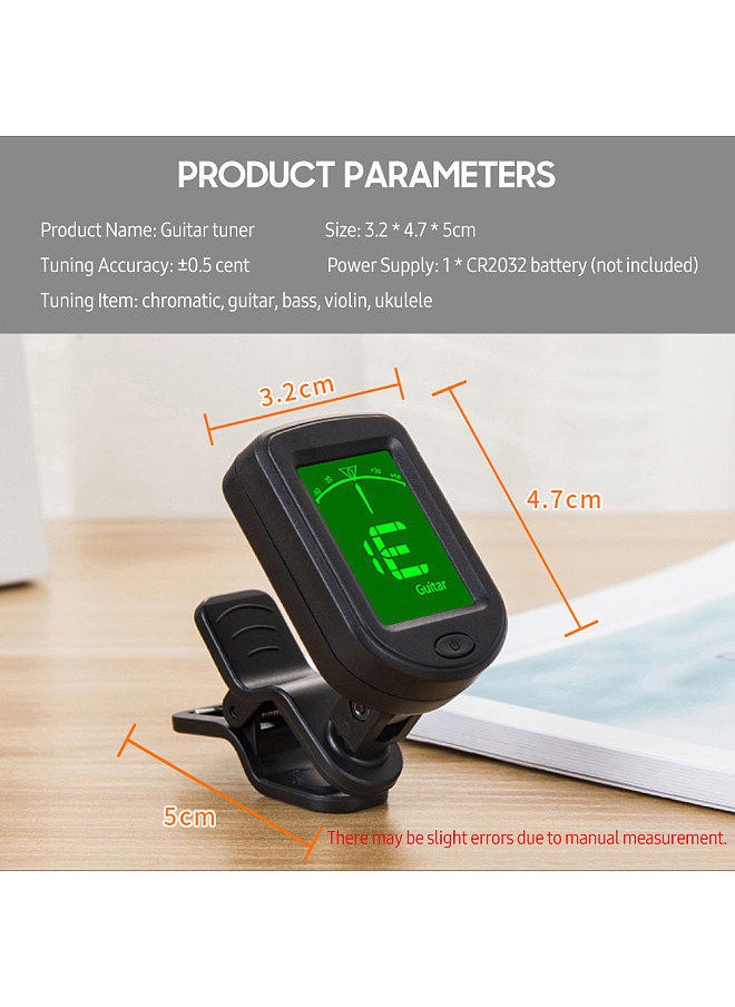 Generic - T-02 Guitar Tuner Clip-On Chromatic Digital Tuner Lcd Display Mini Size Tuner For Acoustic Guitar Ukulele Violin - Image 1