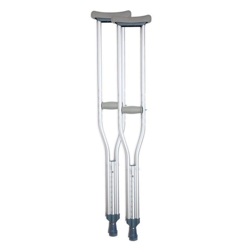 عكازات ألمنيوم BodyMed صغيرة قابلة للتعديل ارتفاع 46 50 تصميم خفيف الوزن وسائد تحت الإبط مقبض يد غير قابل للانزلاق يدعم حتى 300 رطل