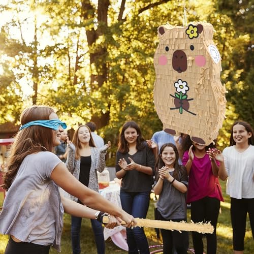 Timisea Capybara PiataCapybara Themed Animal Piata with Stick BlindfoldCapybara Birthday Party Supplies for Christmas Festivals Photo Props Birthday Party Supplies - Image 5