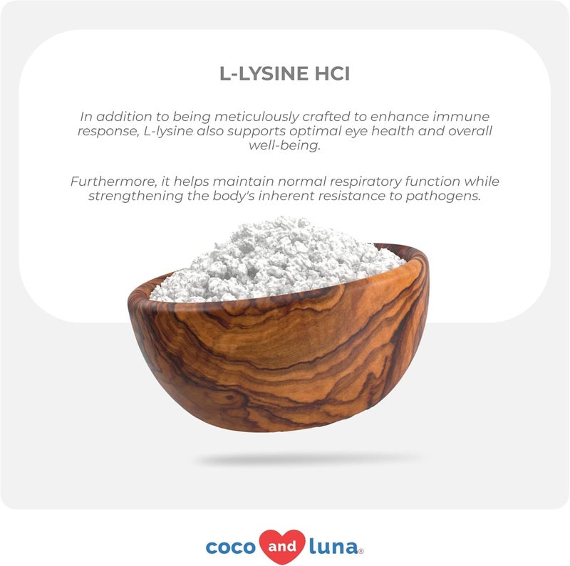 Coco and Luna مكمل L-لايسين للقطط 900 ملغ/مغرفة - مكمل للقطط لعلاج العطس وسيلان الأنف، البرد، دعم المناعة، وظيفة العين، وصحة الجهاز التنفسي - مسحوق لايسين - Image 4