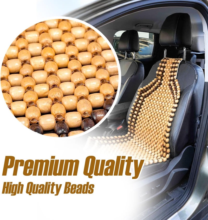 ZONETECH Zone Tech Beaded Seat Cover for Cars Cooling, Massage Cushion, Car Seat Natural Wooden Beads for Semi Truck, Trailer, Car, Two-Tone, Double Strung(1-Pack) - Image 3