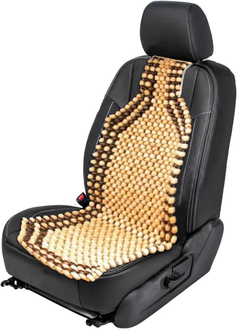 ZONETECH Zone Tech Beaded Seat Cover for Cars Cooling, Massage Cushion, Car Seat Natural Wooden Beads for Semi Truck, Trailer, Car, Two-Tone, Double Strung(1-Pack) - Image 1