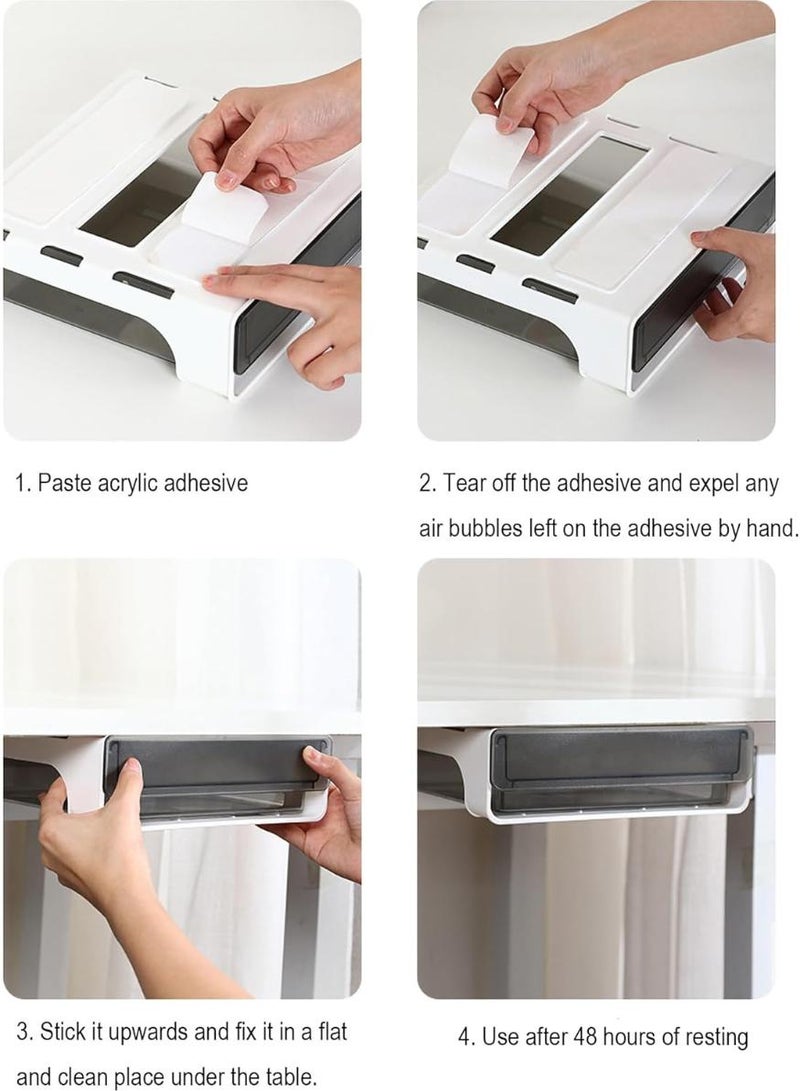 Generic Under Desk Drawer Organizer Box - Large Capacity Office Storage Solution for Desktop, Home, School - Hidden Tray for Supplies, Pens, Accessories-Dustproof, Strong Adhesive, Easy Installation（23×22×6.5cm)  - Image 5