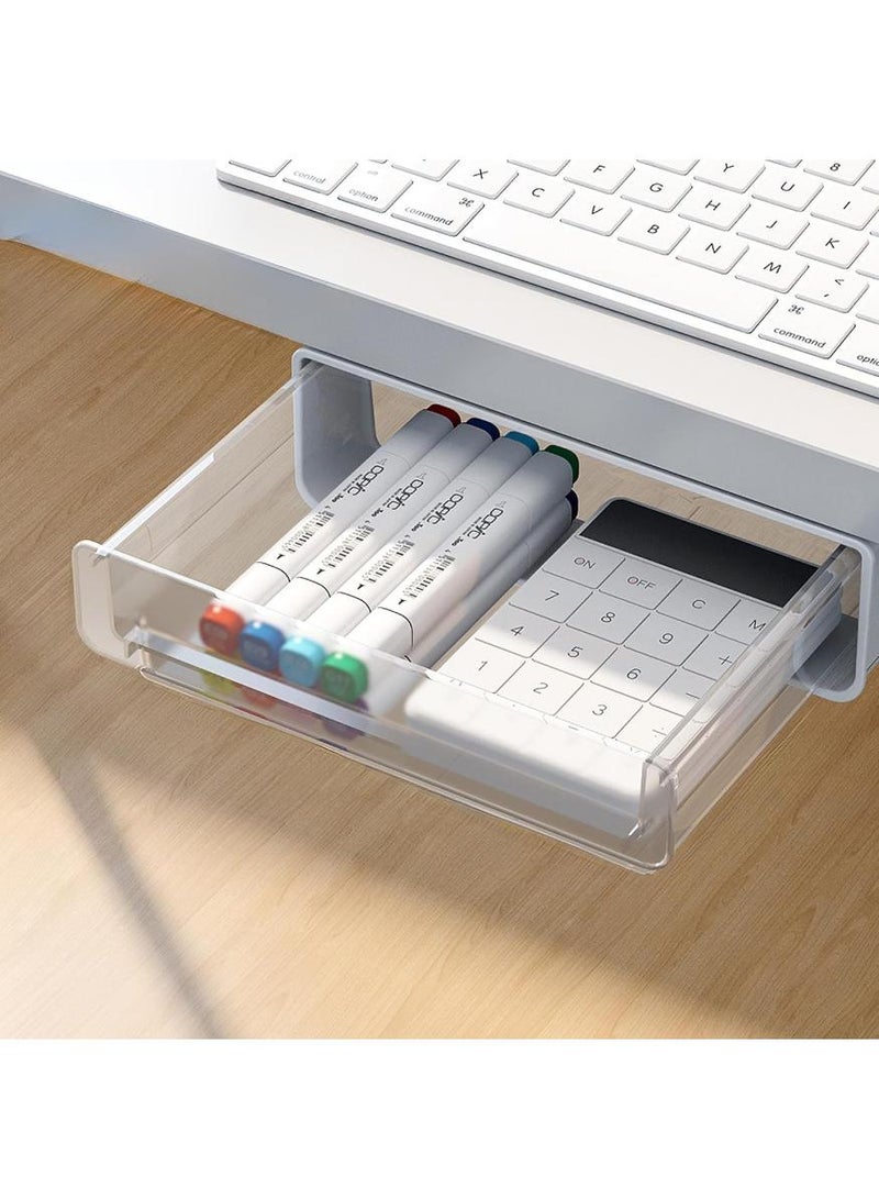 Generic Under Desk Drawer Organizer Box - Large Capacity Office Storage Solution for Desktop, Home, School - Hidden Tray for Supplies, Pens, Accessories-Dustproof, Strong Adhesive, Easy Installation（23×22×6.5cm)  - Image 1