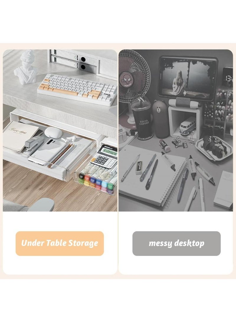 Generic Under Desk Drawer Organizer Box - Large Capacity Office Storage Solution for Desktop, Home, School - Hidden Tray for Supplies, Pens, Accessories-Dustproof, Strong Adhesive, Easy Installation（23×22×6.5cm)  - Image 2