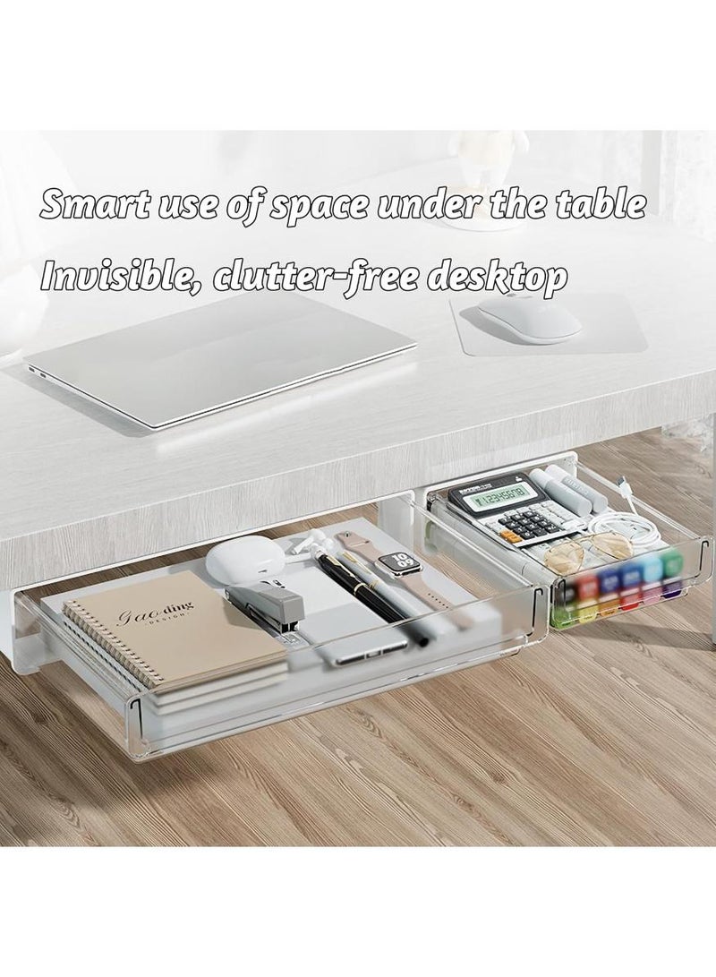 Generic Under Desk Drawer Organizer Box - Large Capacity Office Storage Solution for Desktop, Home, School - Hidden Tray for Supplies, Pens, Accessories-Dustproof, Strong Adhesive, Easy Installation（23×22×6.5cm)  - Image 3