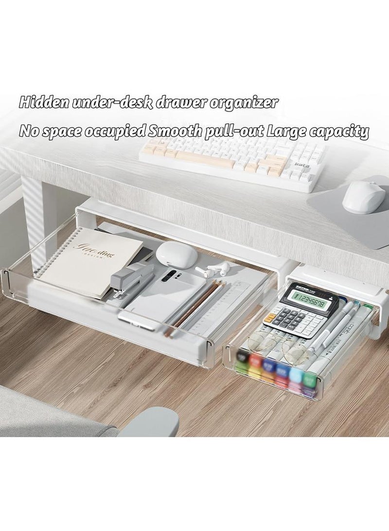 Generic Under Desk Drawer Organizer Box - Large Capacity Office Storage Solution for Desktop, Home, School - Hidden Tray for Supplies, Pens, Accessories-Dustproof, Strong Adhesive, Easy Installation（23×22×6.5cm)  - Image 4