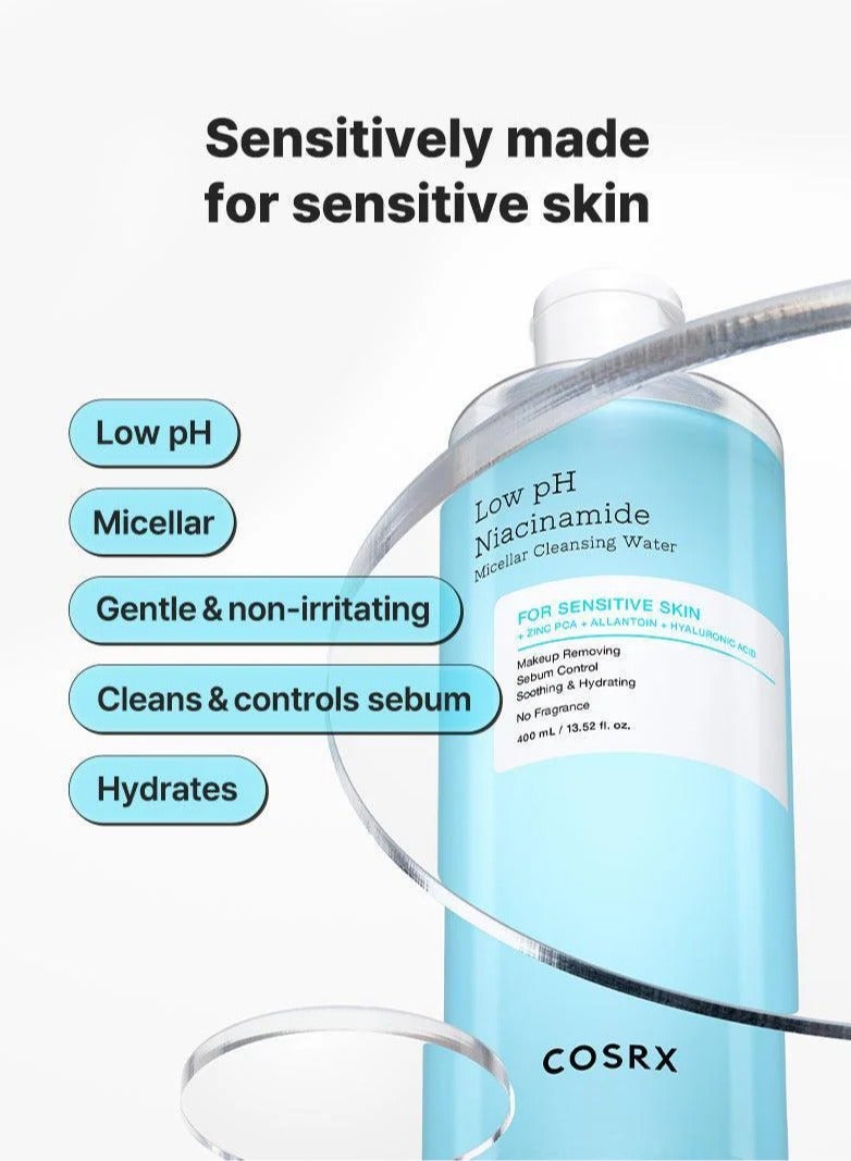 كوسرإكس Low pH Niacinamide Micellar Cleansing Water - 100ml - Image 2