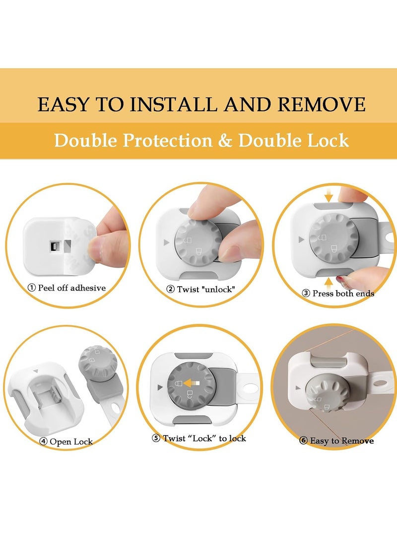 Child Safety Lock (6-Pack),  Baby Proofing Set, Safety Lock For Cabinet Fridge Toilet Seat Drawers Oven, Child lock Proofing Kit, Adjustable Size, Dual Action - Image 5