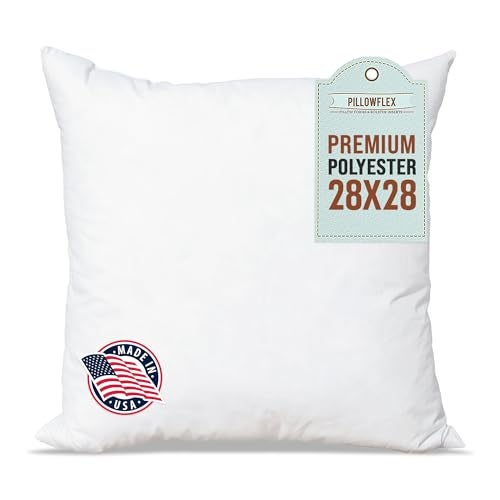Pillowflex Premium Polyester Throw Pillow Insert - 28x28 - Ultra Soft Square Throw Pillow, Couch Sham, Lumbar, Back, Sofa - Machine Washable - Decorative Accent Form - 1 Soft Pillow - Image 1