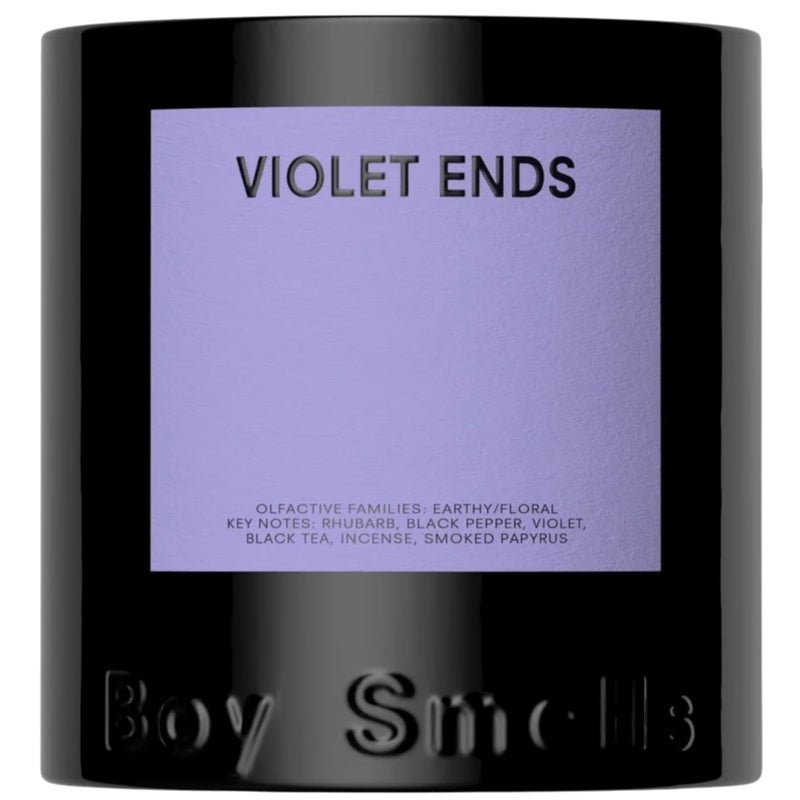 بوي سميلز شمعة Boy Smells Violet Ends - 240 غرام - شمعة عطرية للمنزل برائحة الراوند والبنفسج والبردي المدخن - تدوم حتى 50 ساعة - فتيل قطني - Image 1