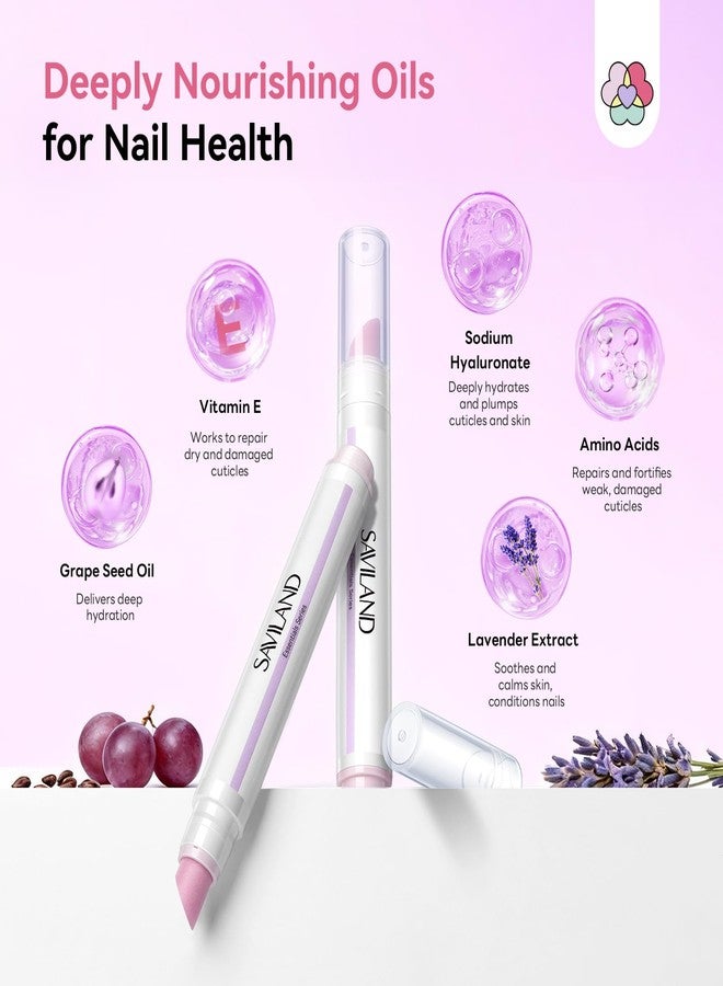 SAVILAND Cuticle Remover Pen: Ceramic Cuticle Pusher & Oil Pen 4.5ml Nail Strengther & Growth Cuticle Oil Nail Care Pen for Hangnails Dry Damaged Nails Moisturize Strengthen Brighten 2PCS - Image 4