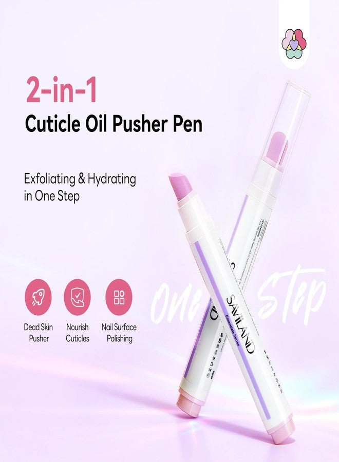 SAVILAND Cuticle Remover Pen: Ceramic Cuticle Pusher & Oil Pen 4.5ml Nail Strengther & Growth Cuticle Oil Nail Care Pen for Hangnails Dry Damaged Nails Moisturize Strengthen Brighten 2PCS - Image 2