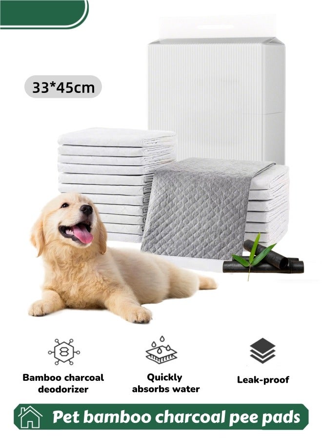 فوط تدريب الحيوانات الأليفة بالفحم - صغير 33*45 سم، فوط تدريب للحيوانات الأليفة، فوط تدريب الجراء بالفحم، 6 طبقات فائقة الامتصاص ومقاومة للتسرب وسريعة الجفاف، فوط تدريب، فوط تدريب للجراء والقطط والأرانب للاستخدام مرة واحدة - Image 1