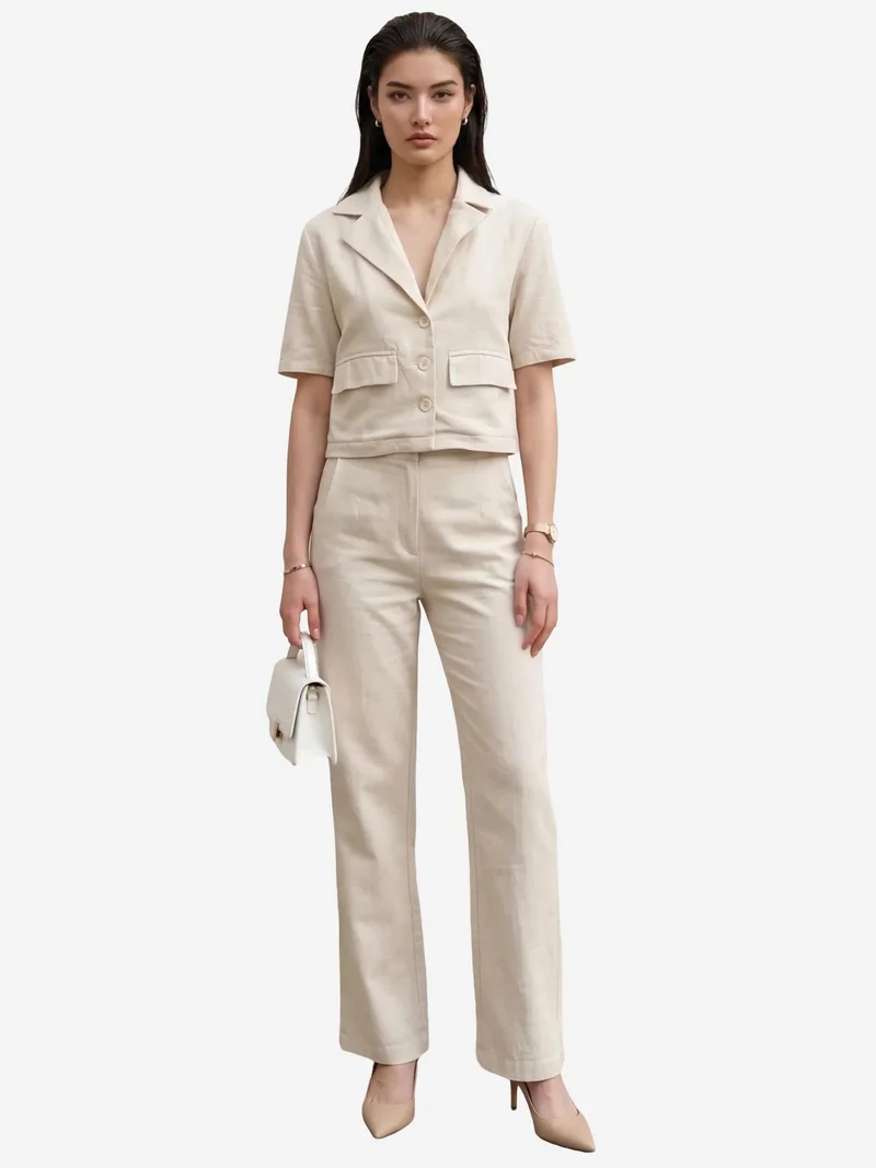 MY FASHION Shirt with Pocket Detail & Pants Two-Piece Set