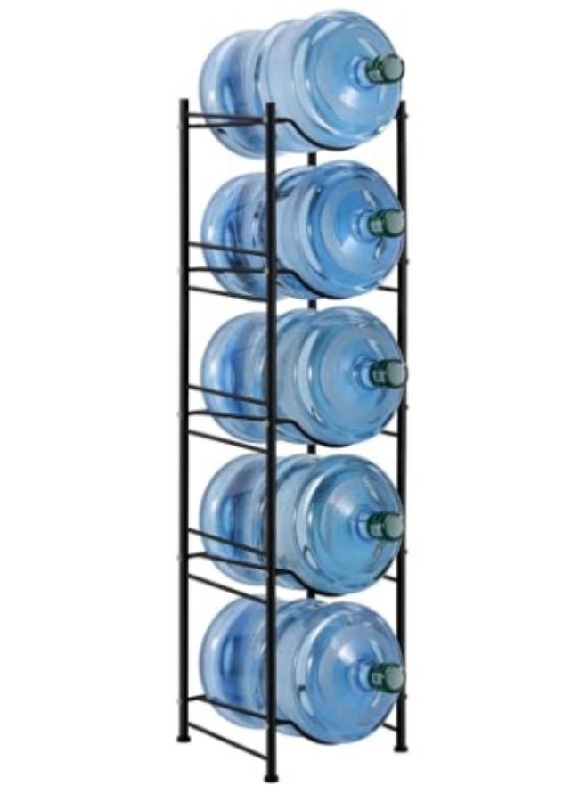 GGEROU 5 Gallon Water Jug Holder Water Bottle Storage Rack, 5 Tiers Black - Image 1